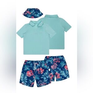 Izod Toddler Boy 3 Piece Rash Guard Swim Suit with Hat NEW